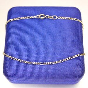Vintage Sterling Silver 925 Italy Figaro Chain Ankle Bracelet Anklet Signed A-Z